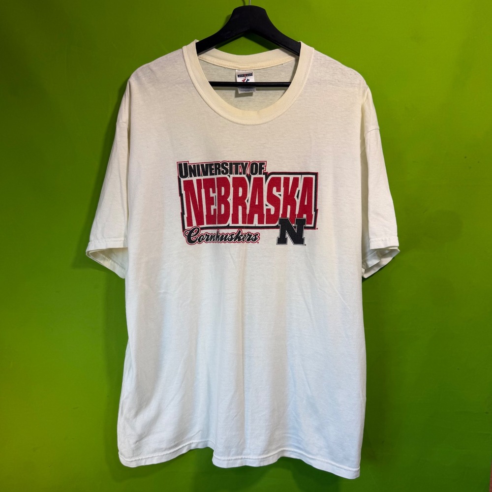 Vintage Jerzees University of Nebraska Cornhuskers T-Shirt Mens XL White Tee